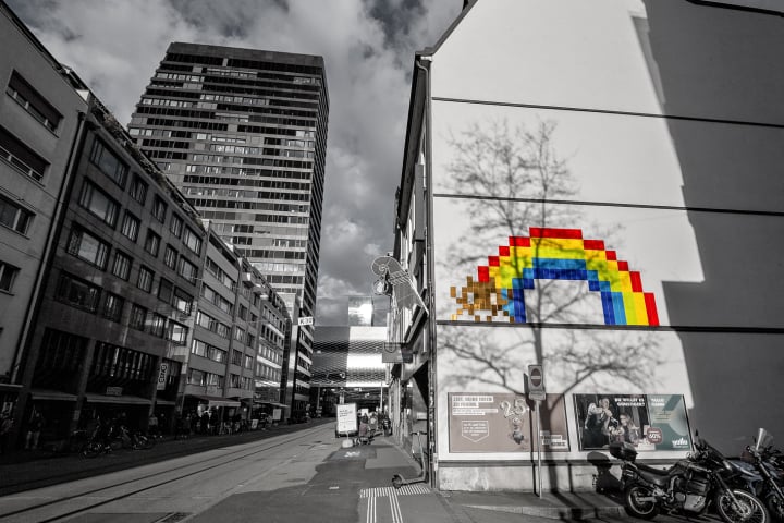 invader art, basel, invaders, streetart, moasik, mosaique, kunst, fotohaefeli, basel, basilea