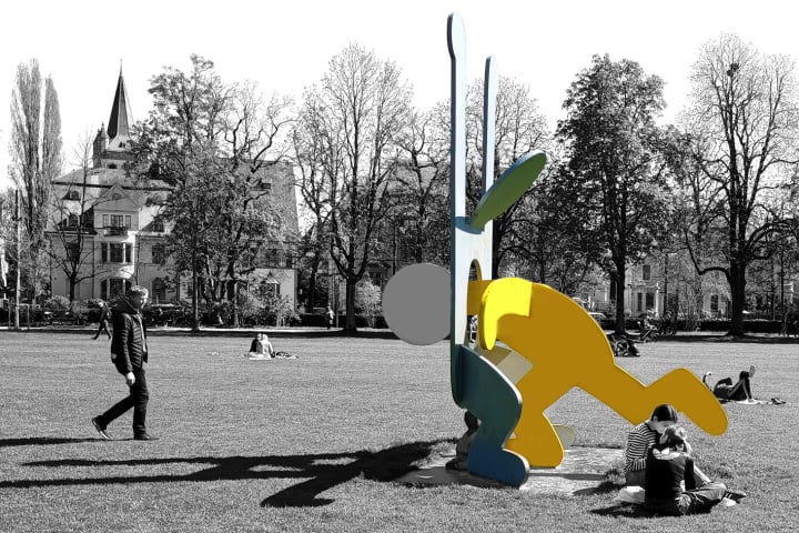 keith haring, Head through belly, kunst, fotohaefeli, schützenmattpark, basel