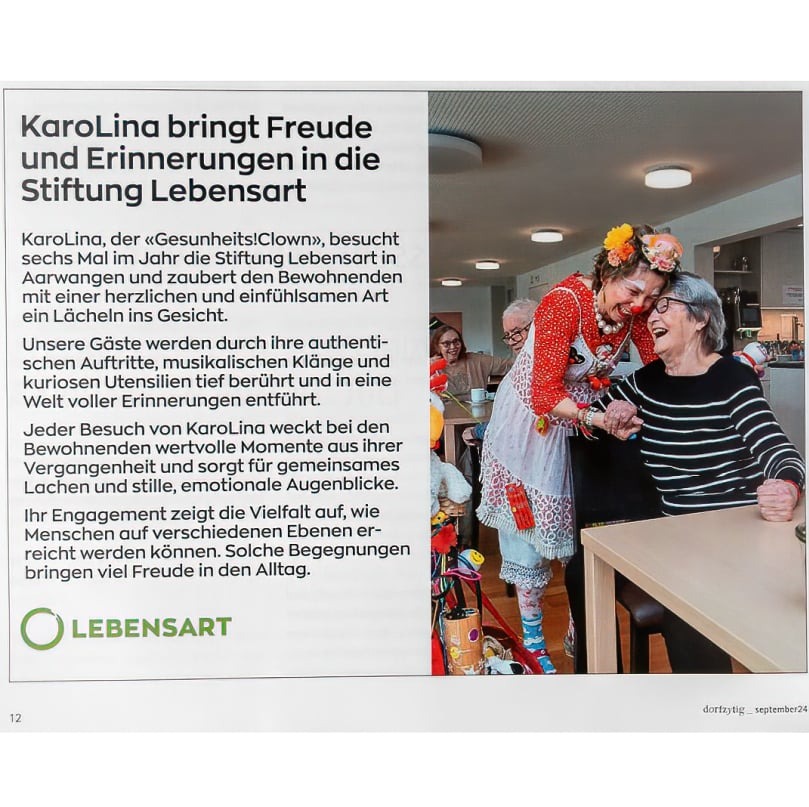 Karolina Gesundheitsclown Lebensart Aarwangen Fotohaefeli Fotograf Pressefotografie