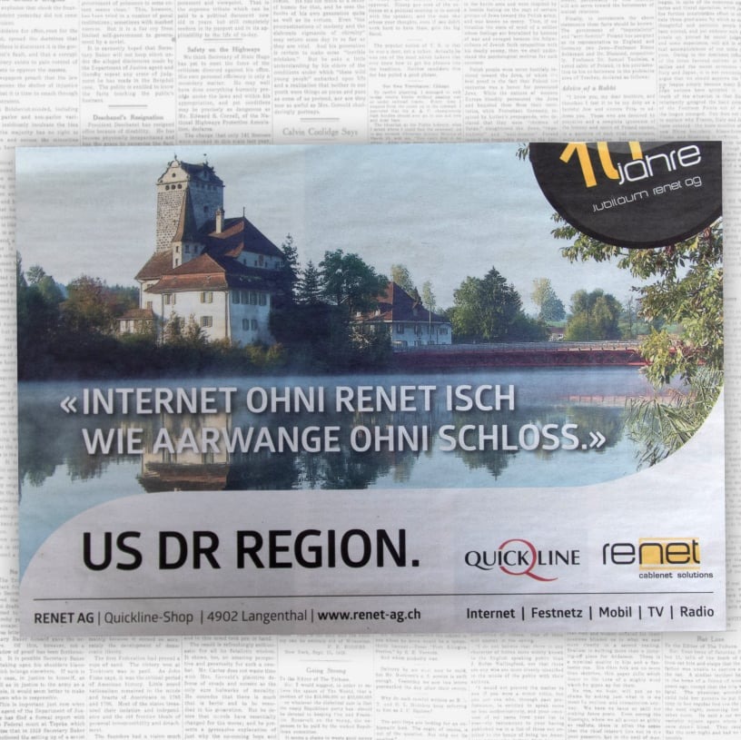 renet quickline langenthal aarwangen fotohaefeli bildarchiv layout inserat